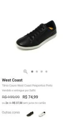 Tênis Couro West Coast Pespontos - R$74,99