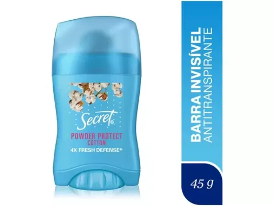 Desodorante Antitranspirante em Barra Secret - 4x Fresh Defense Power Protect Cotton Feminino 45g