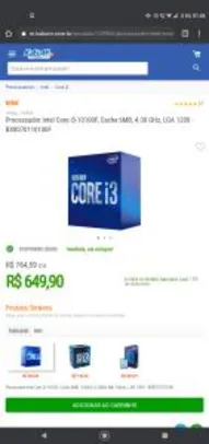 Processador Intel Core i3-10100F, Cache 6MB, 4.30 GHz, LGA 1200 | R$636