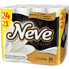 Papel Higiênico Neve Supreme Folha Tripla 20 metros 24 Rolos