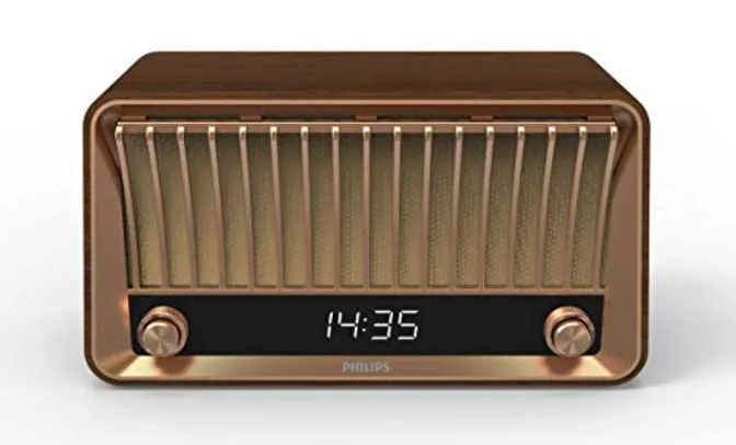 PHILIPS Caixa de som vintage com conexões bluetooth, rádio FM, DAB e relógio digital TAVS700/10