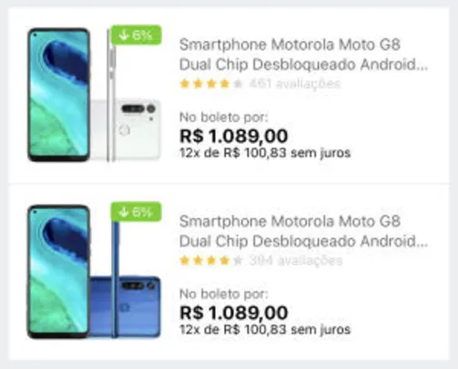 [APP] Smartphone Motorola Moto G8 64GB | R$989