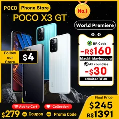 PROMOÇÃO DAS 21:00 POCO X3 GT 5G 8GB 128GB/256GB  1100 67W 6.6'' 120Hz