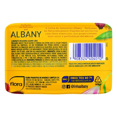 Sabonete Barra Lírio Selvagem Perfumes da Natureza Envoltório Albany 85g