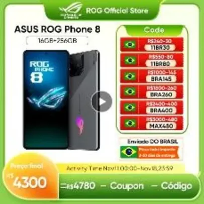 [Do Brasil / Moedas] Smartphone ASUS ROG Phone 8 com Snapdragon 8, 5G, Tela de 6,78" com 165Hz