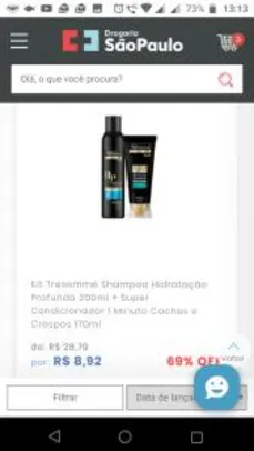 Kit Tresemmé Shampoo Hidratação Profunda 200ml + Super Condicionador 1 Minuto Cachos e Crespos 170ml