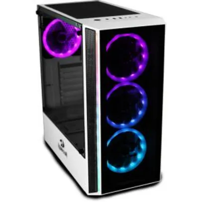 Gabinete Gamer Redragon Grapple, Mid Tower, S-Fan, Vidro Temperado, White | R$ 290