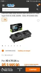 Placa de Vídeo Asus NVIDIA Dual GeForce RTX 2080 Super EVO OC 8GB, GDDR6