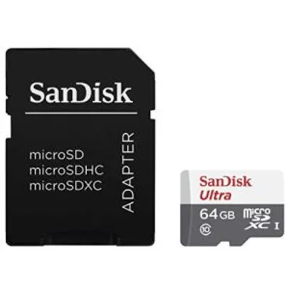 Cartão de Memória SanDisk Micro SD, 64Gb | R$ 60