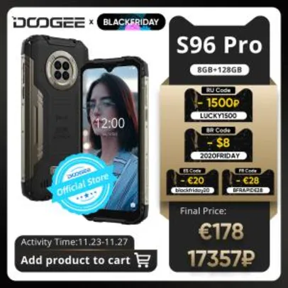 Smartphone DOOGEE S96 Pro Rugged Phone 8GB+128GB | R$1.345