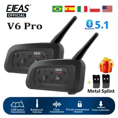 EJEAS V6 PRO Bluetooth Motocicleta Intercomunicador p/ Capacete 