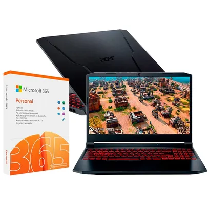 Foto do produto Notebook Gamer Acer NVIDIA GeForce GTX 1650 Core i5-11400H 8GB 1TB 256GB SSD Nitro 5 AN515-57-579B + Microsoft 365 Personal com na Nuvem