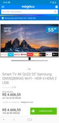 Smart TV 4K QLED 55” Samsung QN55Q80RAG