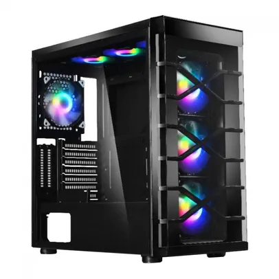 Gabinete Gamer Liketec Zeus Triplo XXX RGB, Mid Tower, Vidro Temperado, Black, ATX, Com 4 Fans