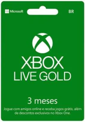 Xbox Live Gold - 3 meses por R$39,00 (GIFT CARD / PRIME)