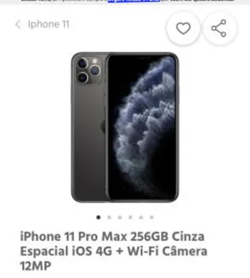 iPhone 11 Pro Max 256GB | R$6.149