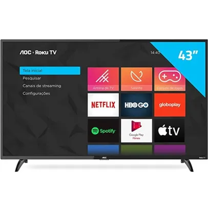 Smart TV AOC 43 42S5195 78G Roku LED Full HD Wi-Fi HDMI USB 2.0 | R$1619