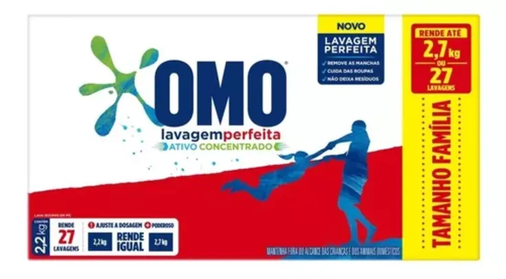 [Leve 8] Sabão Em Pó Lavagem Perfeita Ativo Concentrado 2,2kg Omo