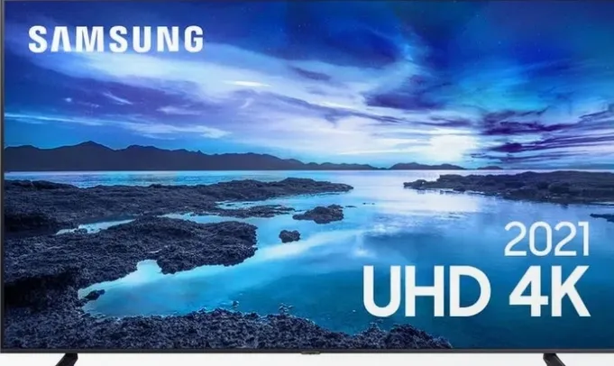 Smart TV 60" Samsung UHD Processador Crystal 4K AU7700 Tela Sem Limites Visual Livre De Cabos