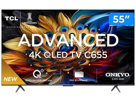 Smart TV 55” 4K UHD QLED TCL 55C655 Wi-Fi 
