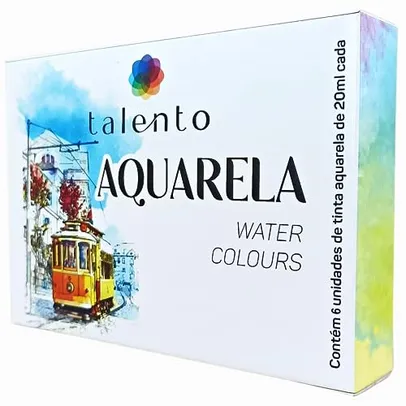 Tinta Aquarela Talento com 6 cores 20 ml cada