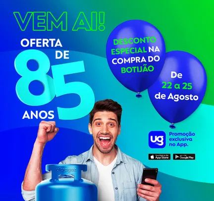 R$15 OFF a partir de amanhã no app Ultragaz 