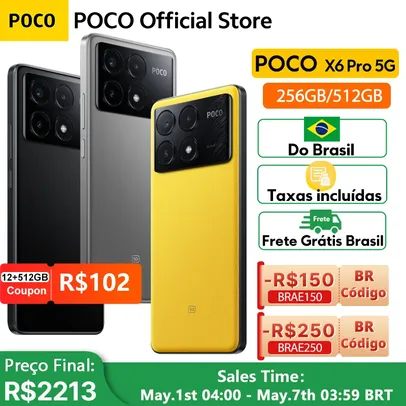 Saindo por R$ 2152,33: (doBrasil) Smartphone Poco X6 Pro 256gb / 8GB | Pelando