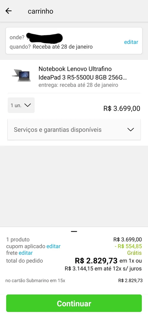 Imagem na descrição da promoção