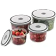 Kit Potes de Plástico Hermético, Redondo , 4 unidades, Electrolux 