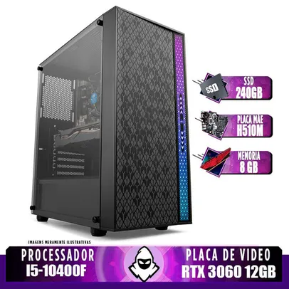 Pc Gamer Mancer, Intel i5-10400F, rtx 3060 12GB, 8GB DDR4, ssd 240GB