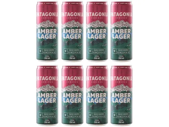 [R$3,52 cada lata] Cerveja Patagônia Amber Lager 8 Unidades