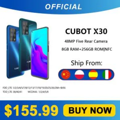 Smartphone Cubot x30 8gb 48mp cinco câmera 32mp | R$862