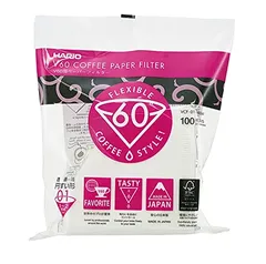 Filtro de Papel para Coador de Café V60, Tamanho 01, Pacote com 100 Hario, Branco