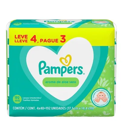 (LEVE 6) Lenços Umedecidos Pampers Aroma de Aloe Vera 192 Unidades