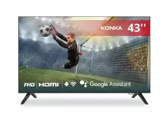 Smart TV LED 43" Full HD, Design sem bordas, Google Assistant e Android TV com Bluetooth Konka KDG43 