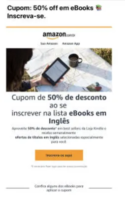 50% off em eBooks em inglês