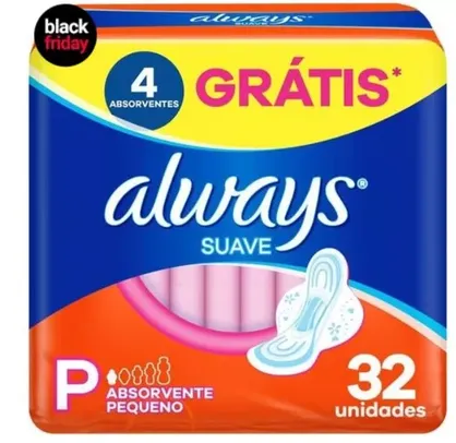 Always Suave Absorvente com Abas Tamanho P 32 Unidades