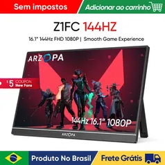 [Produto no brasil | Moedas] Novo ARZOPA 16.1 polegada 100% sRGB  60hz Monitor de Jogo