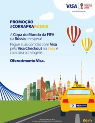 Pague suas Corridas da Easy Taxi com Visa e concorra a 2 Viagens para Copa