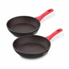 Panelas Polishop Ichef Home Vermelha Sauté Grand 24cm e Sauté Petit 20cm