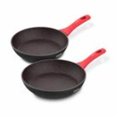 Panelas Polishop Ichef Home Vermelha Sauté Grand 24cm e Sauté Petit 20cm