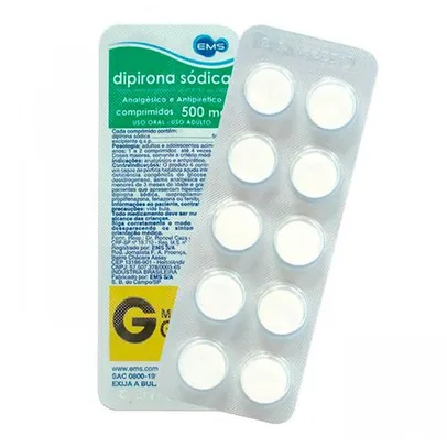 Dipirona Sódica 500mg Genérico EMS 10 Comprimidos