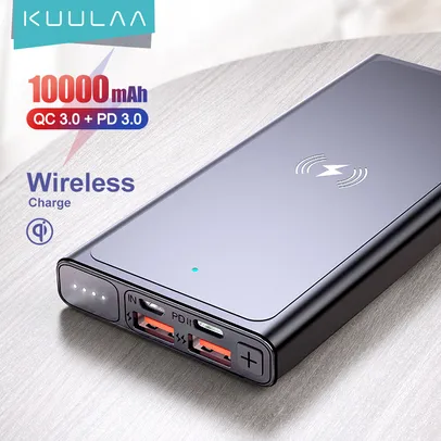 KUULAA 10000mAh Qi Wireless Charger Power Bank External Battery