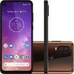 (AME) (1x Cartão) Smartphone Motorola One Vision 128GB Dual Chip Android Pie 9.0 Tela 6,3" 4G + Câmera 48+5MP - Bronze