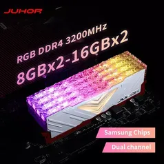 Memória RAM Juhor RGB 32GB (2x16GB) 3200mhz