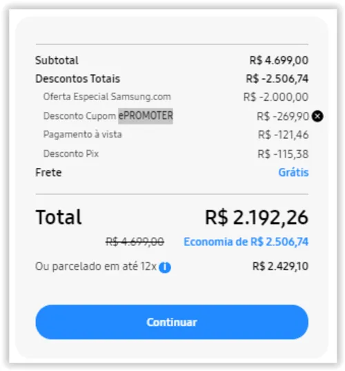 Imagem na descrição da promoção