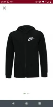 Jaqueta de moletom com capuz Nike hoodie FZ JSY Infantil | R$112