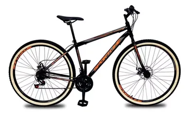 Bicicleta Aro 29 Aço Carbono 21 Velocidades Freio A Disco Cor Preto/Laranja