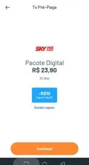 R$10,00 de desconto em uma recarga SKY pré-pago