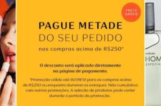 50% de desconto em compras acima de R$250